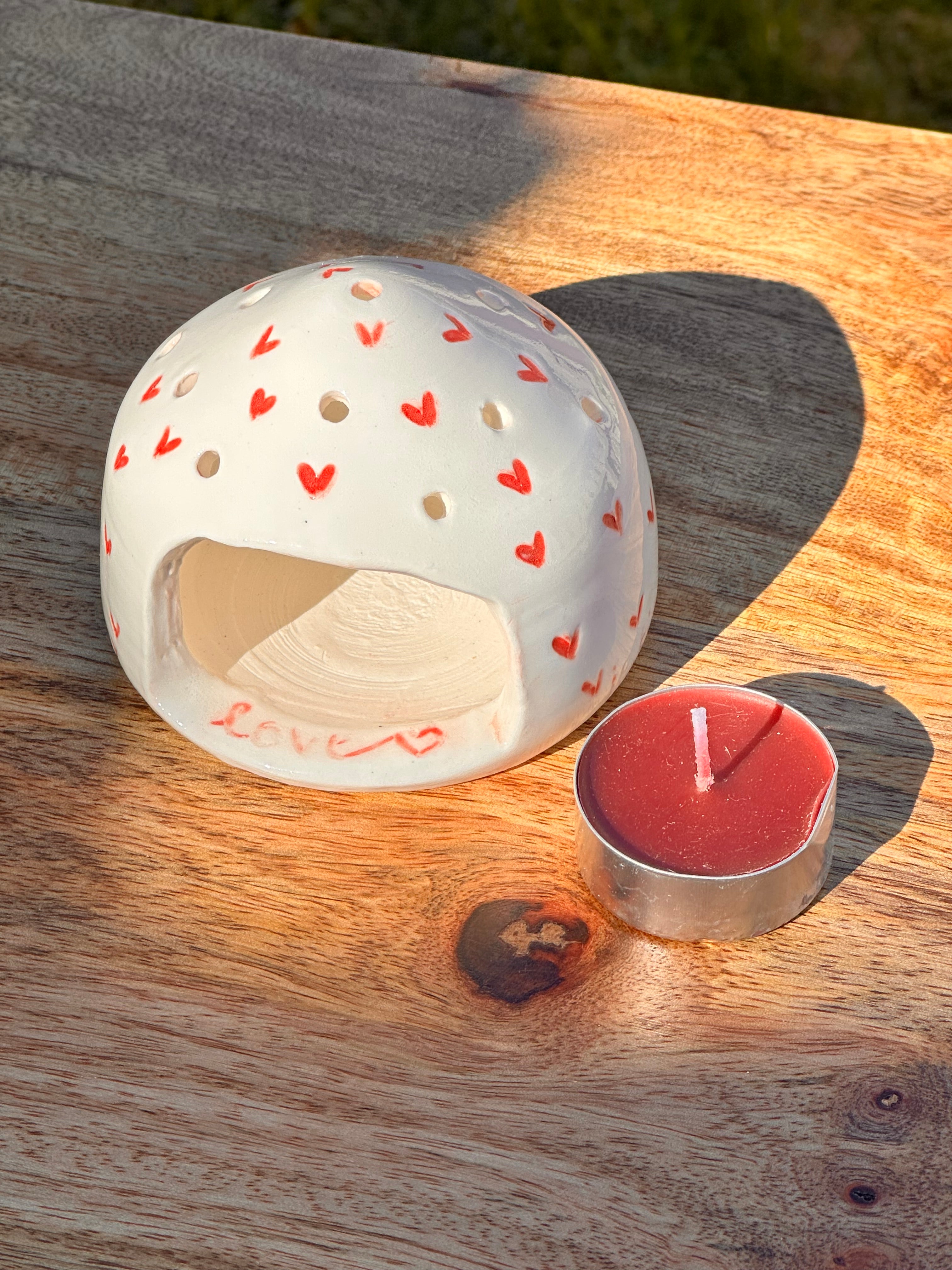 Porcelain Tealight Holder - Love Glow