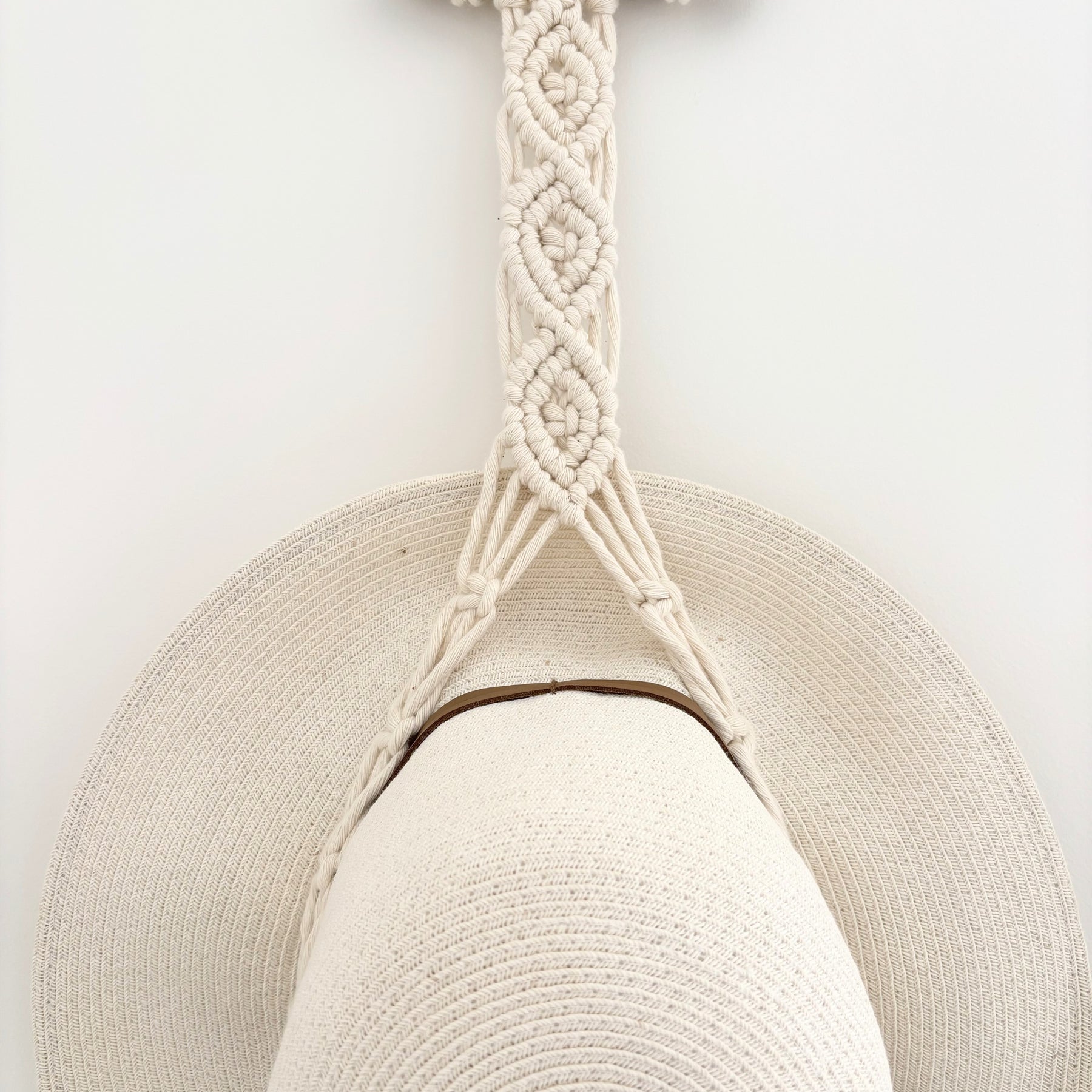 Macrame Hat Hanger - Double - Driftwood or Wood Ring Option