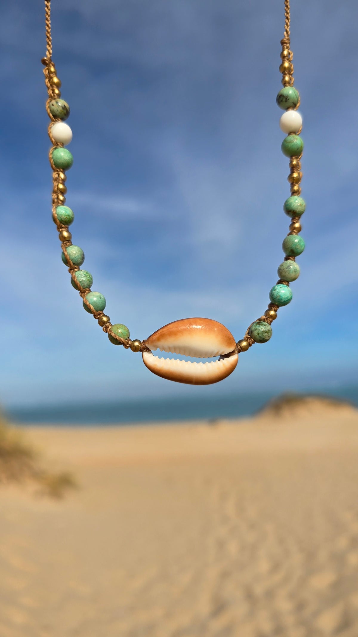 Cowrie Necklace with Peruvian Turquoise