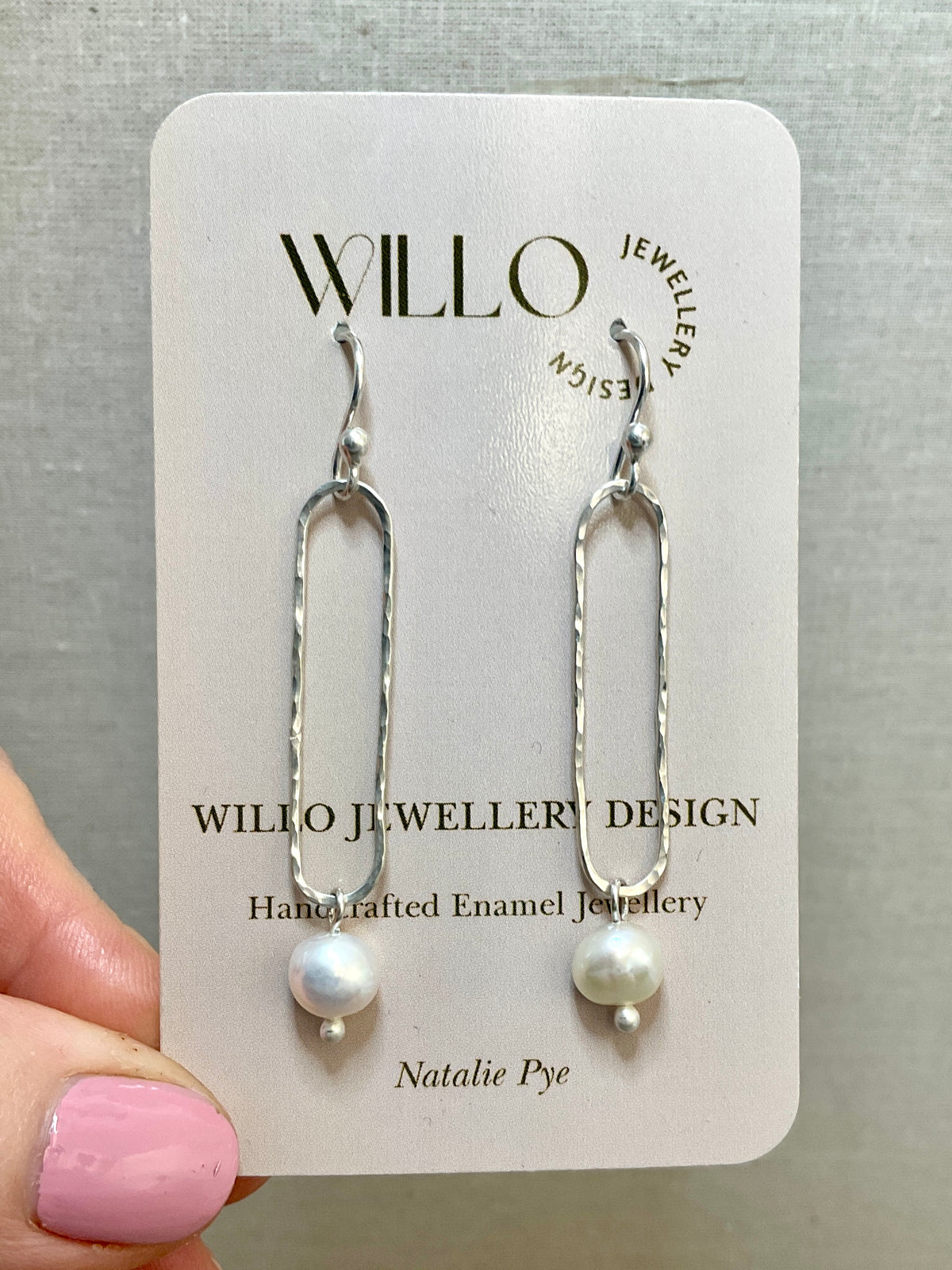 Pearl and Argentium silver earrings.