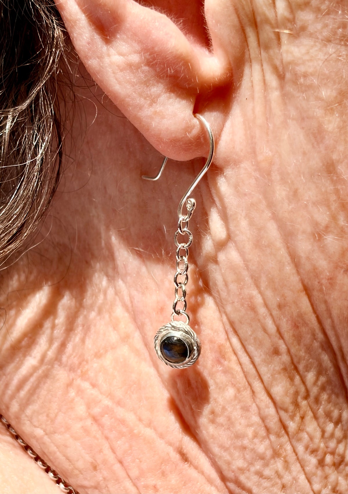 Labradorite Dew Drop Sterling Silver Earrings