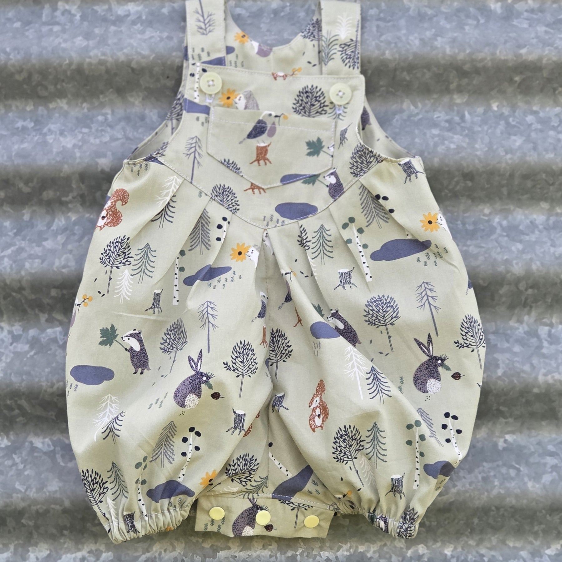 "Forest Friends" Baby Boy Pleated Romper (3-6 Months)