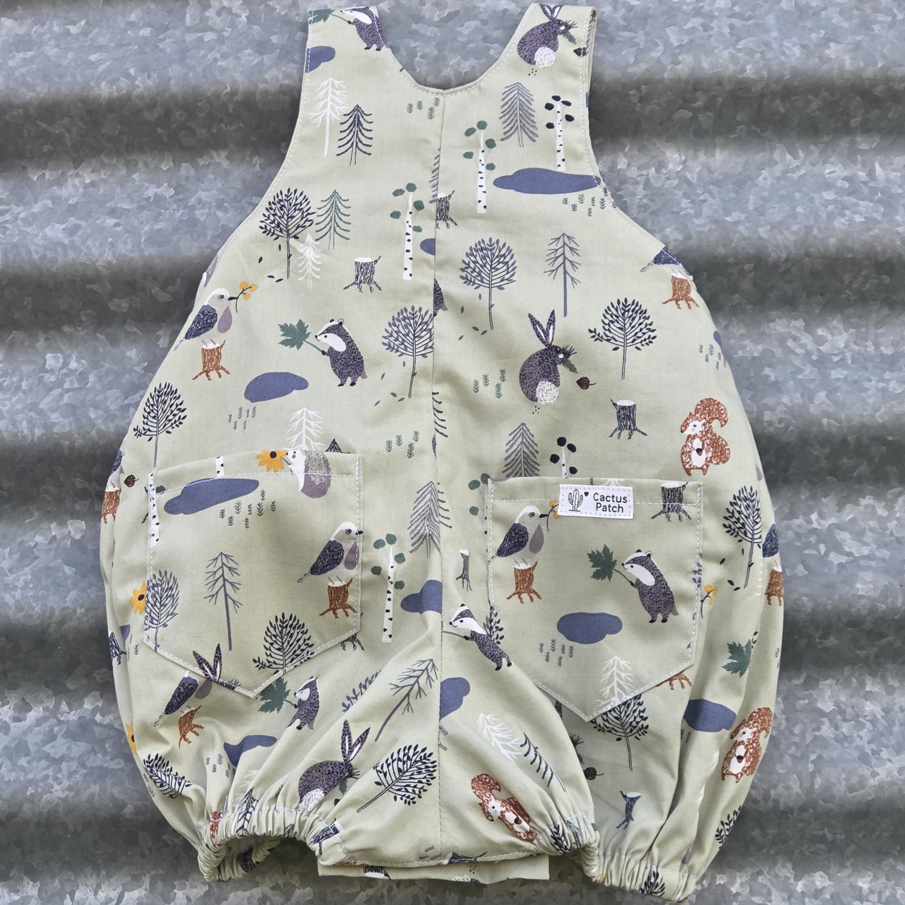 "Forest Friends" Baby Boy Pleated Romper (3-6 Months)