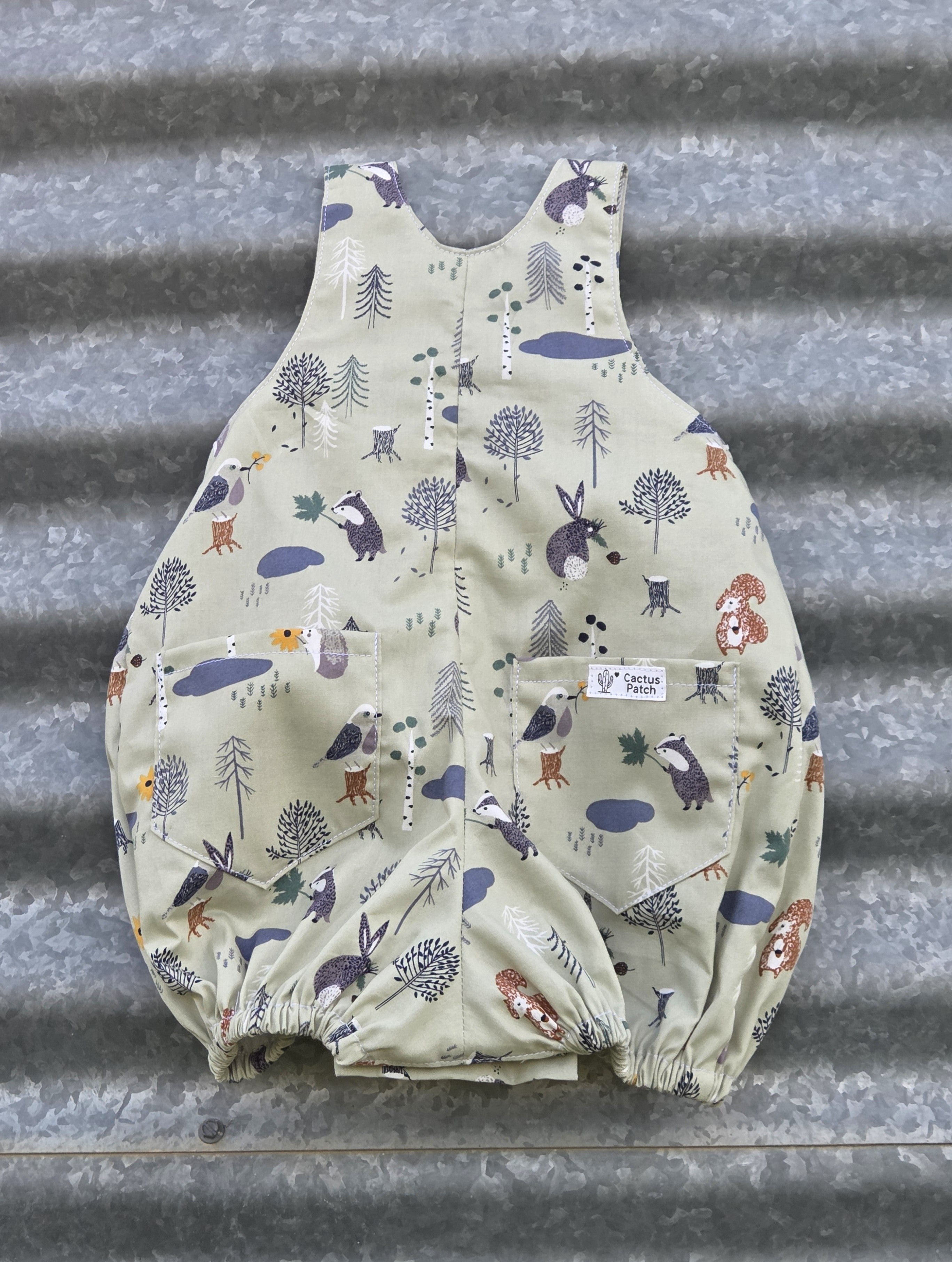 "Forest Friends" Baby Boy Pleated Romper (3-6 Months)