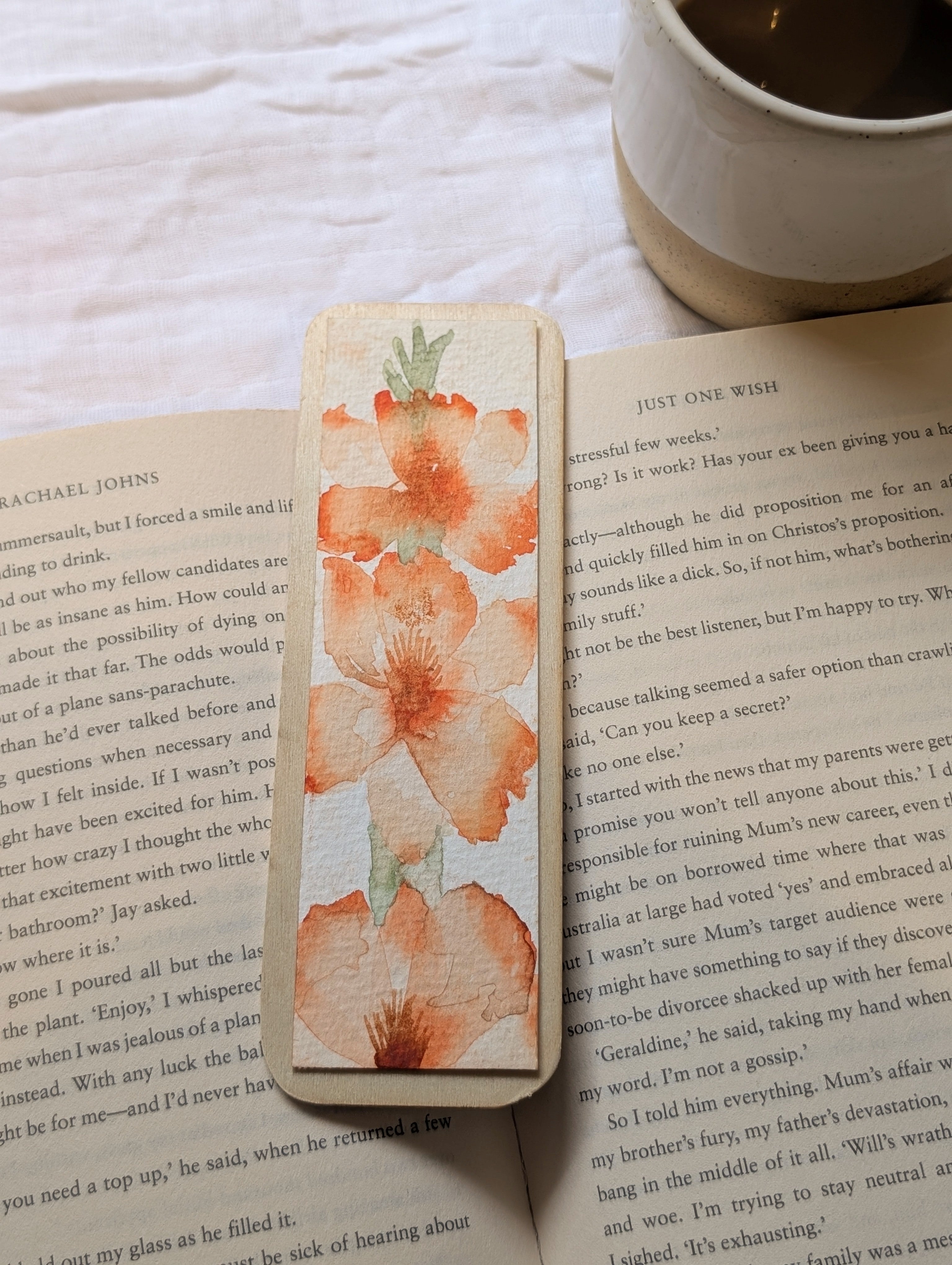Hand-Painted Gladiolus Wooden Bookmark | Original Watercolour Art | Handmade Gift for Book Lovers