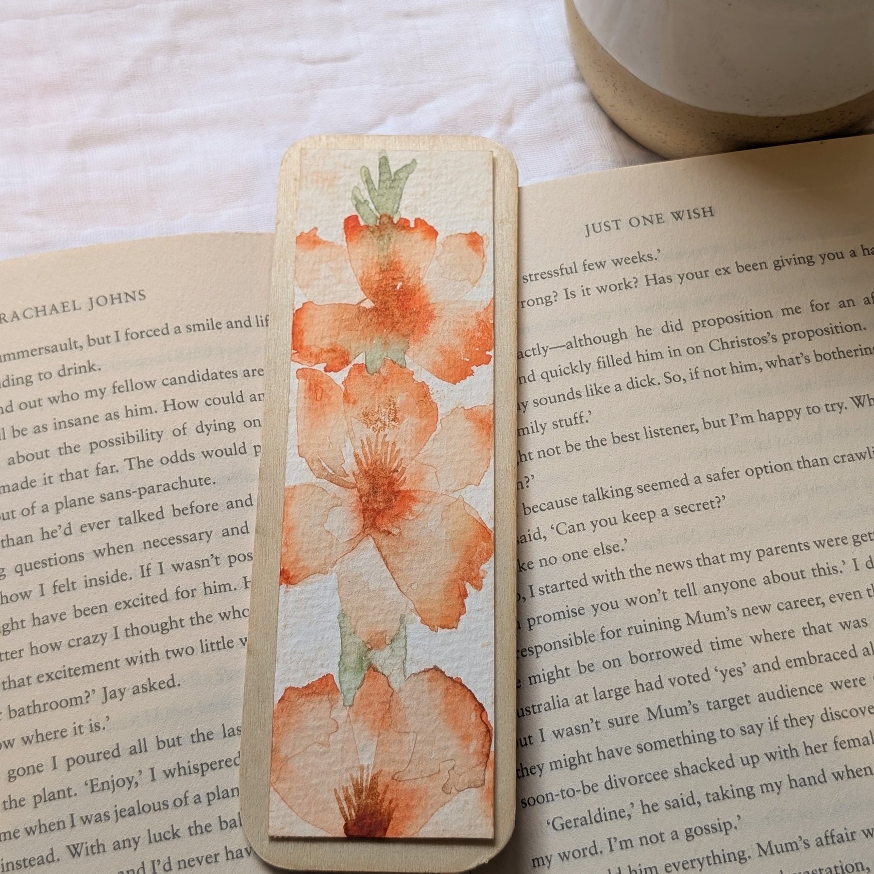 Hand-Painted Gladiolus Wooden Bookmark | Original Watercolour Art | Handmade Gift for Book Lovers