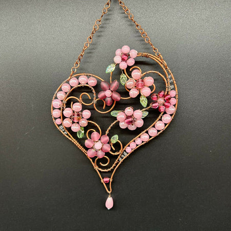 Jewelled-Decor/Pearly Pink Floral Wall Art Hanger