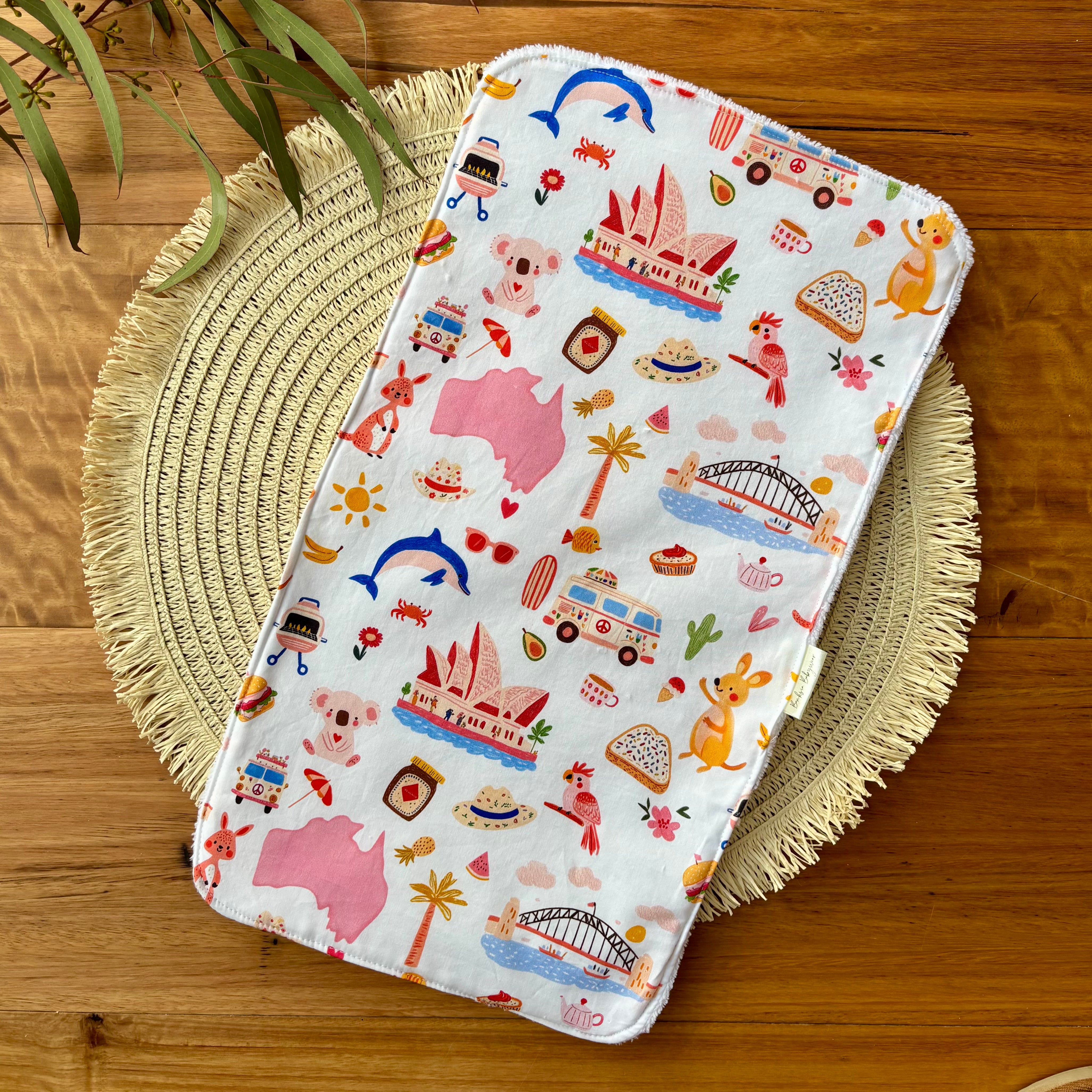 Baby Bib and Burp Cloth Set | Aussie All Over | Ready to Ship