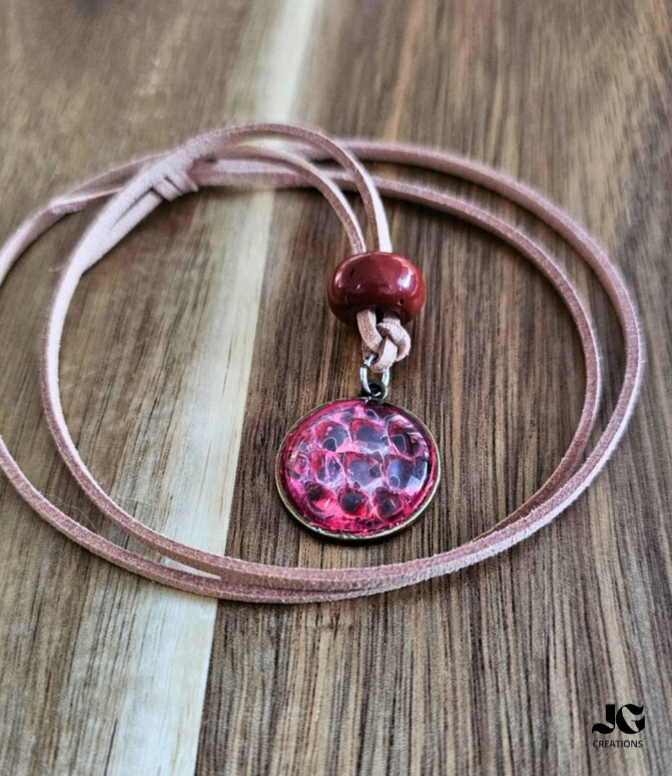 Ready to Ship Hand-Painted Snakeskin Pendant Necklace