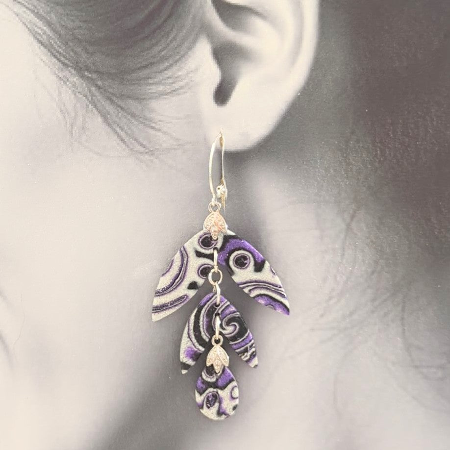 Mokume Gane Earrings in Purple
