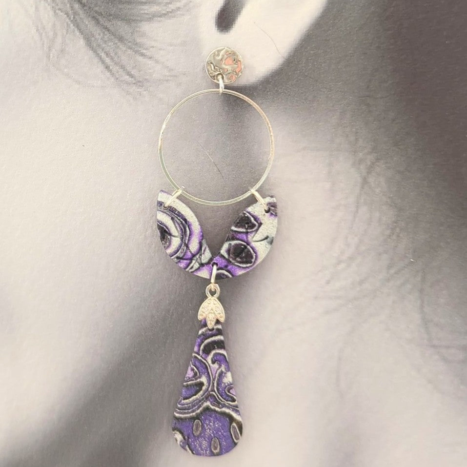 Mokume Gane Earrings in Purple