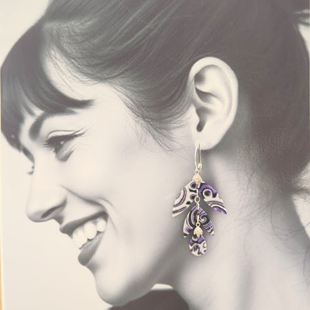 Mokume Gane Earrings in Purple