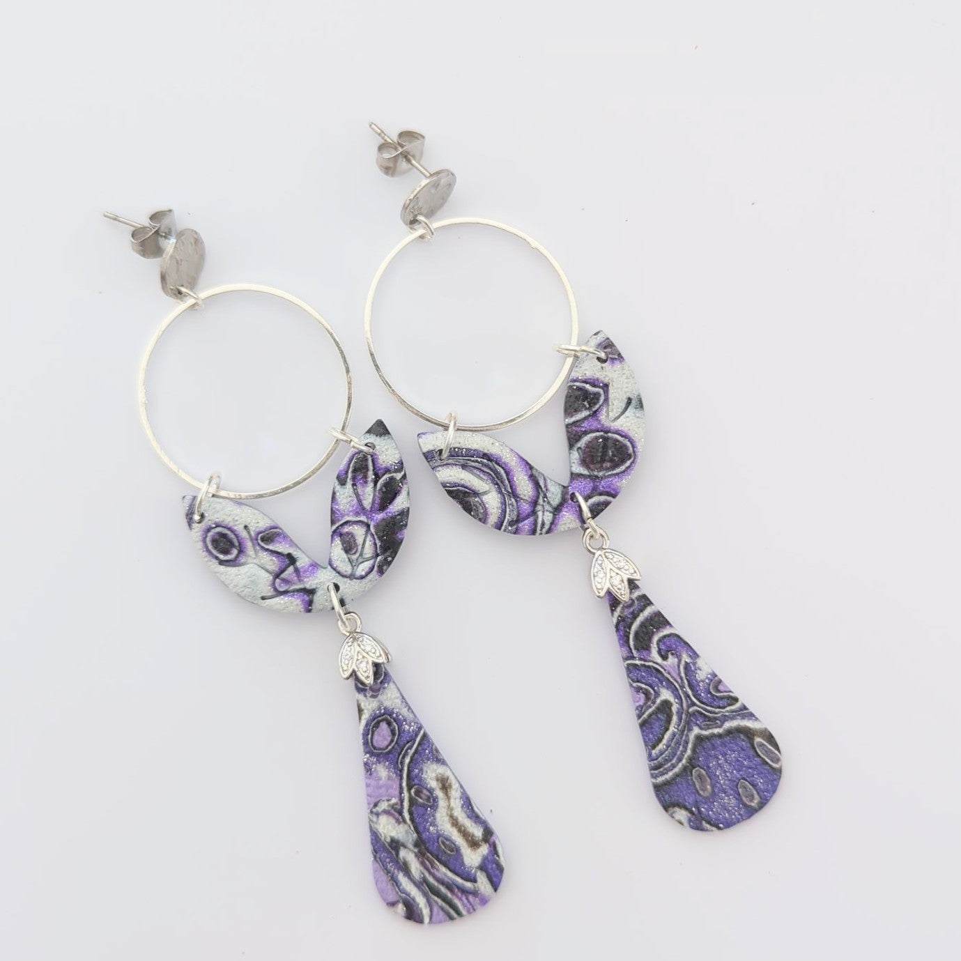 Mokume Gane Earrings in Purple