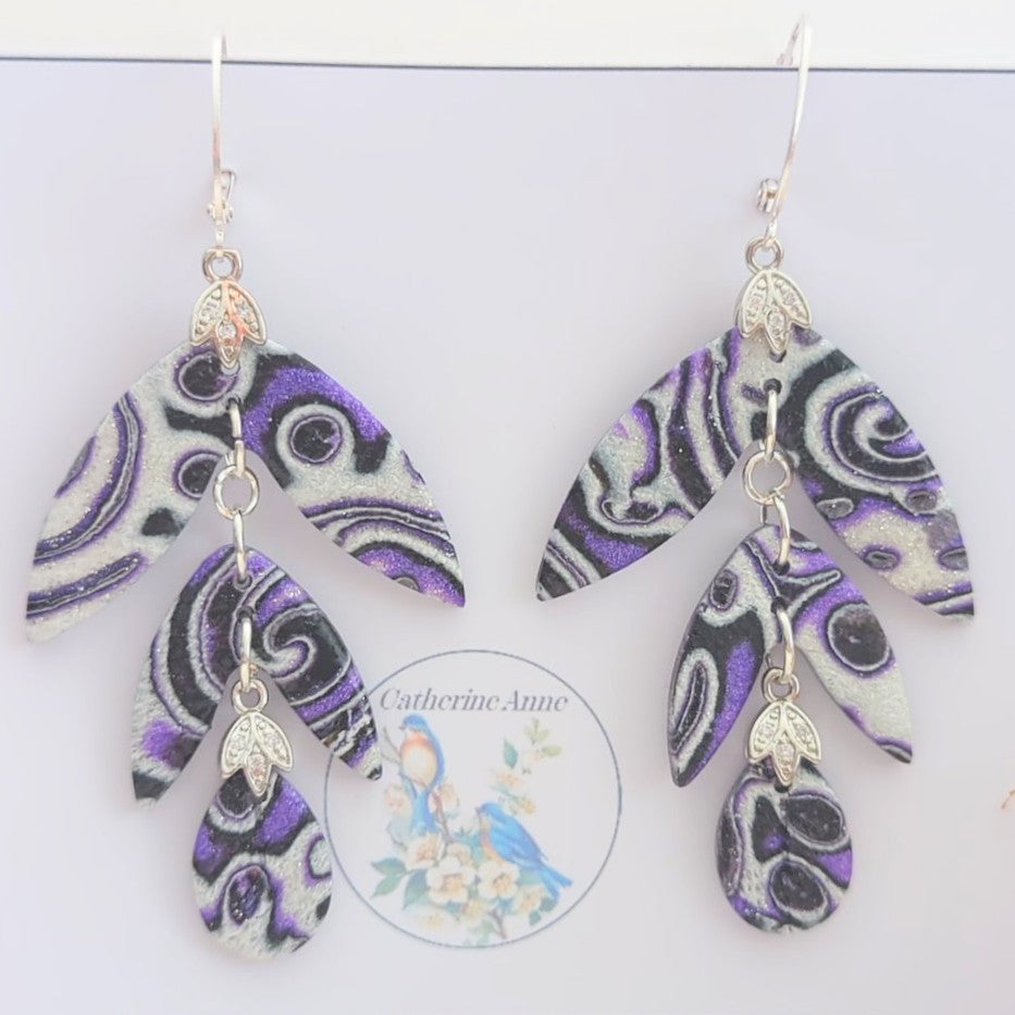 Mokume Gane Earrings in Purple