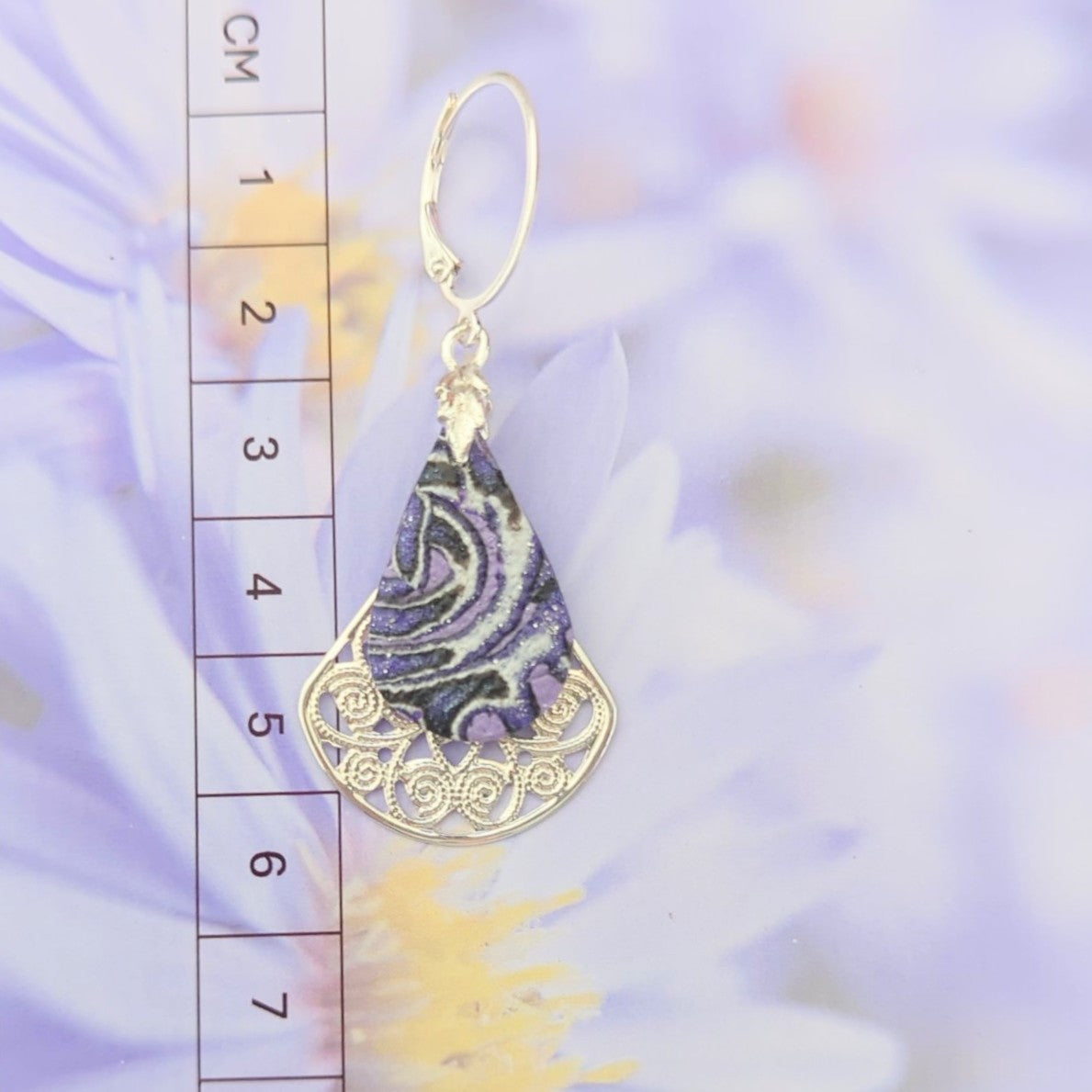 Mokume Gane Earrings in Purple