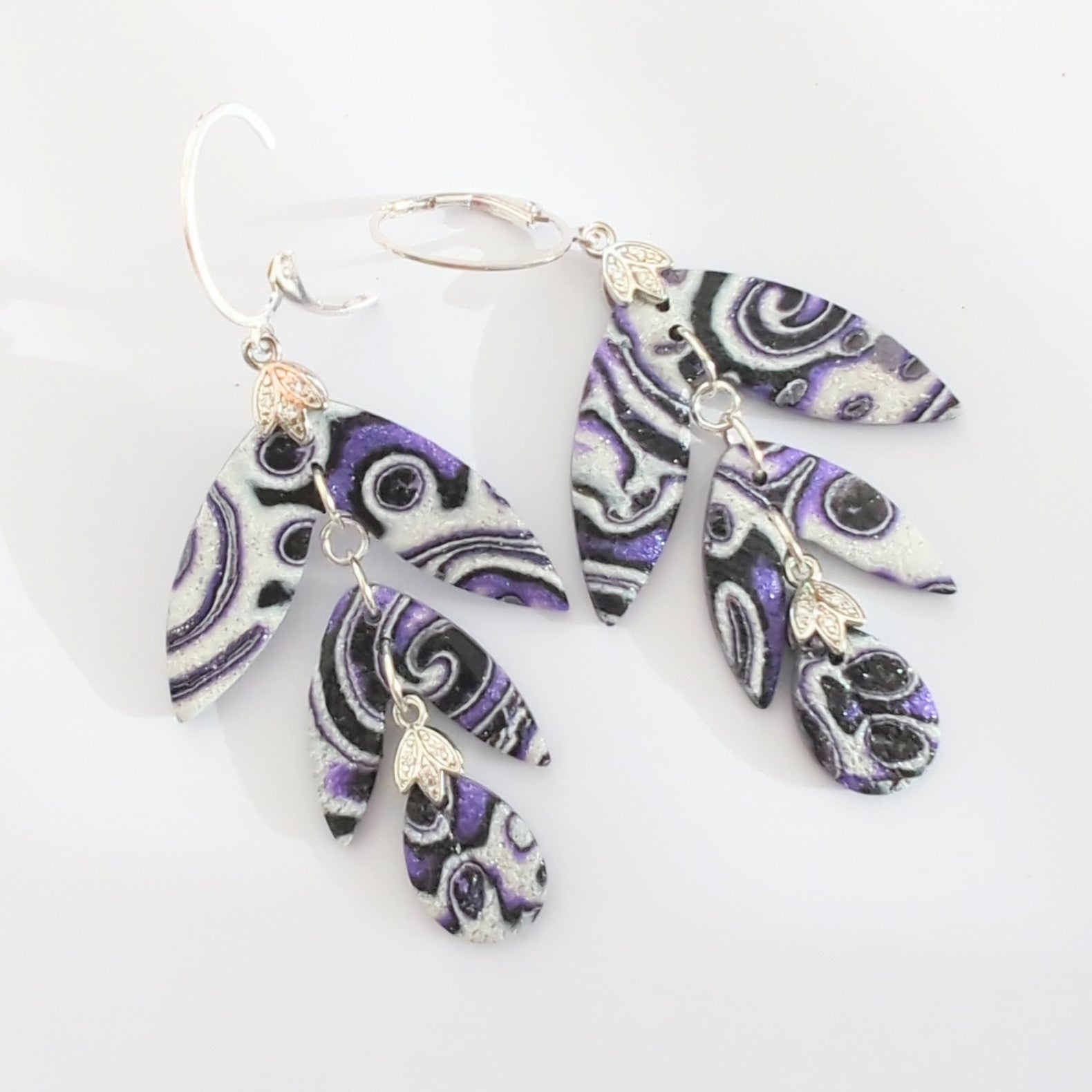 Mokume Gane Earrings in Purple