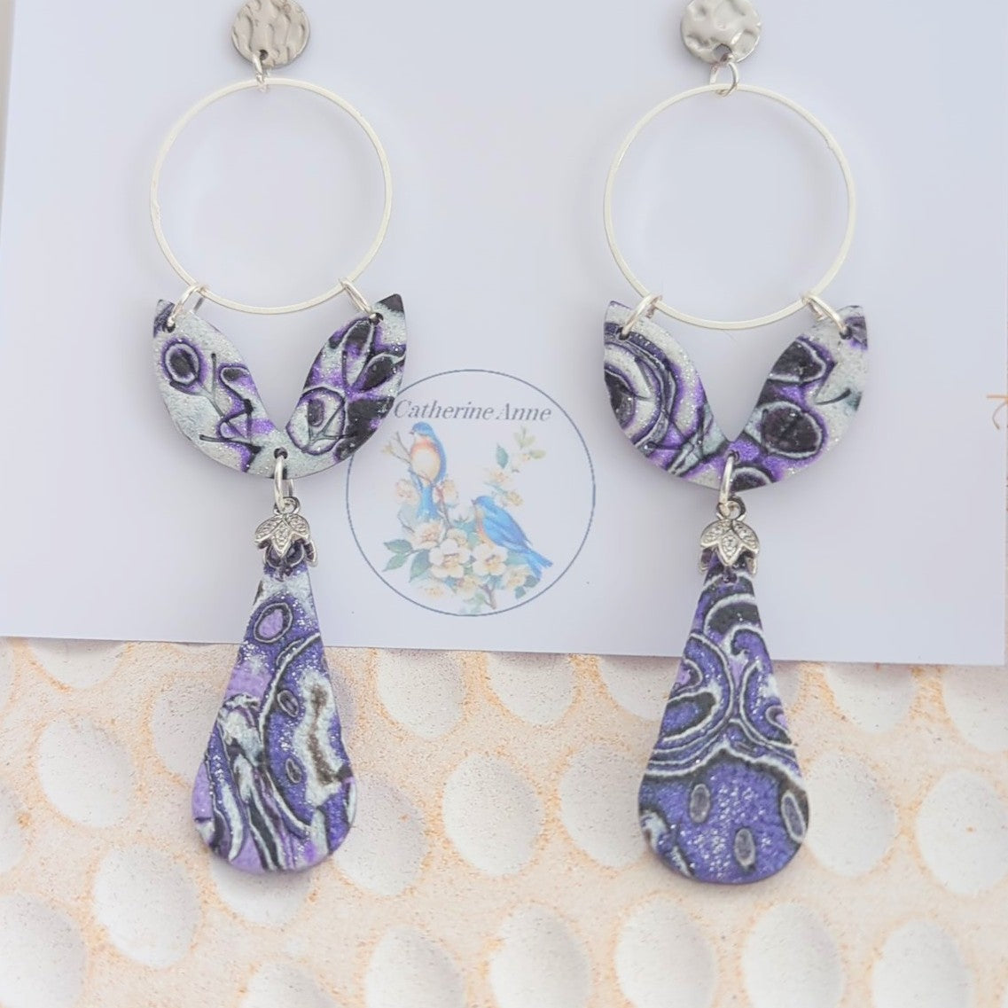 Mokume Gane Earrings in Purple