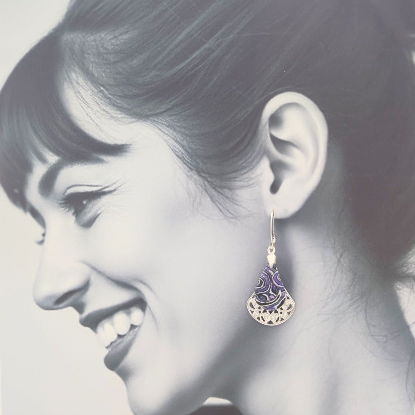 Mokume Gane Earrings in Purple