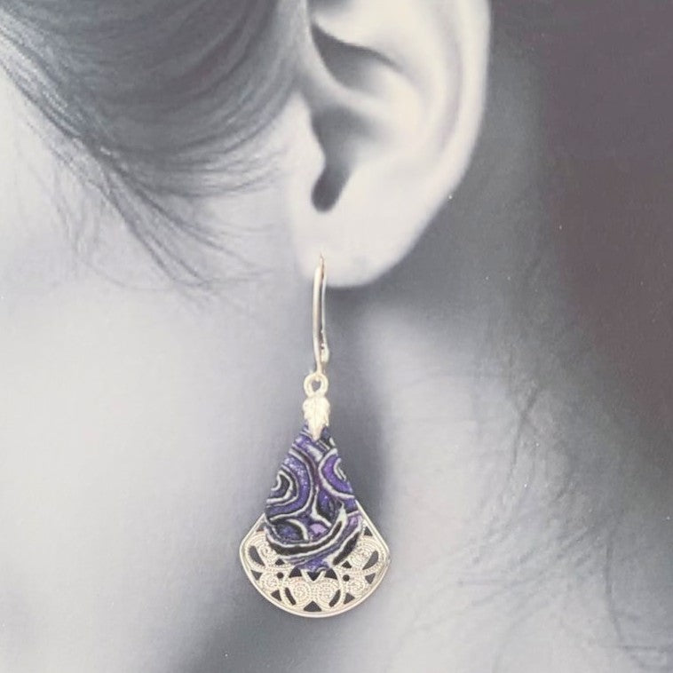 Mokume Gane Earrings in Purple