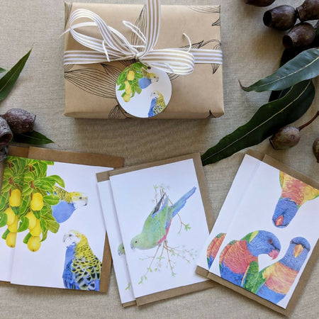 Boxed set 6 note cards: Australian parrots