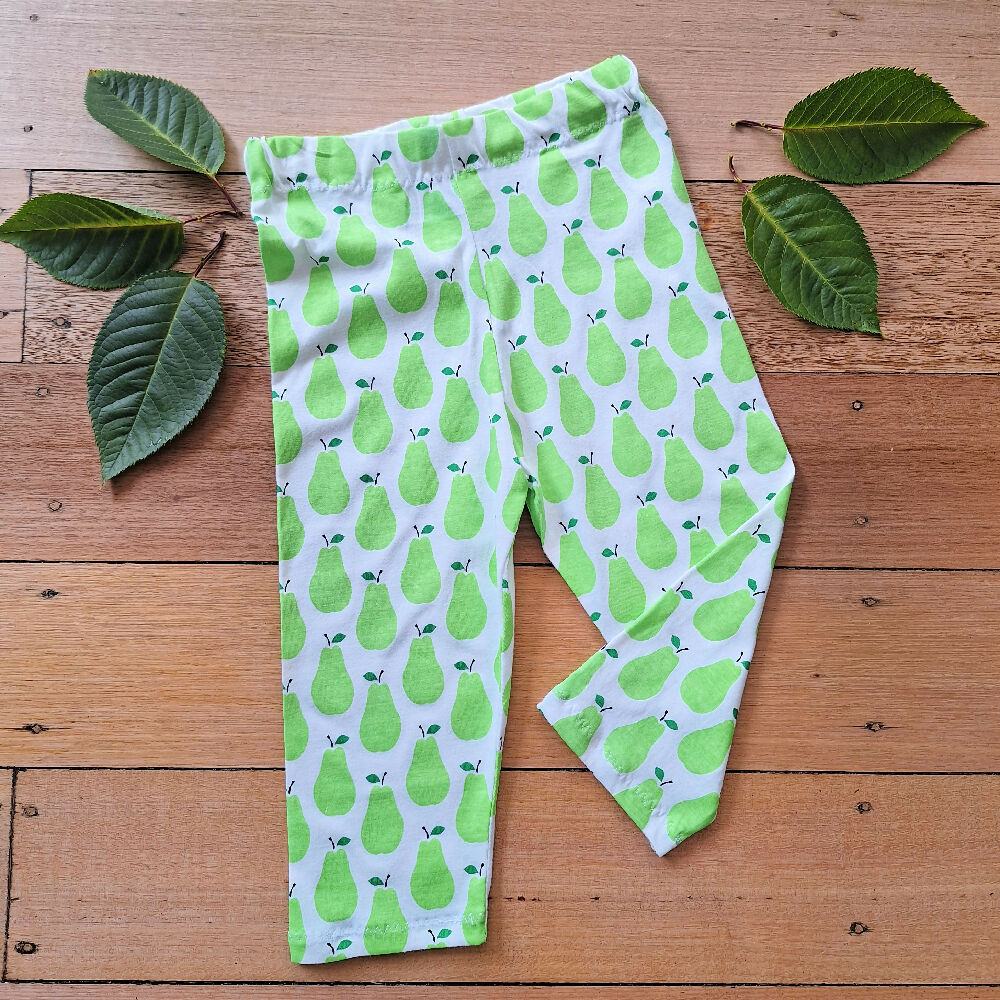 Handmade Girls Pear Print Pants | Size 1 or 4 years