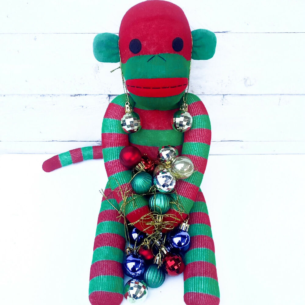 Buddy-Sock Monkey-Christmas-soft toy-5