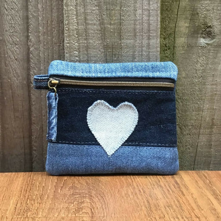 Upcycled Denim Coin Pouch - Heart