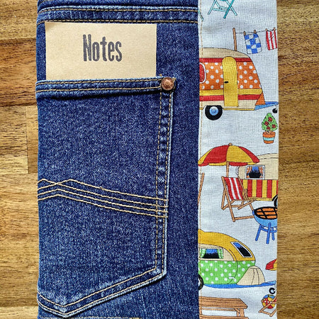 A5 Upcycled Denim Notebook - Caravans