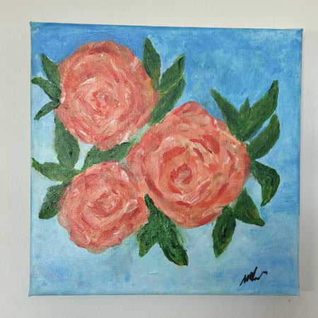 Art acrylic on canvas - Summer Roses 200 x 200mm