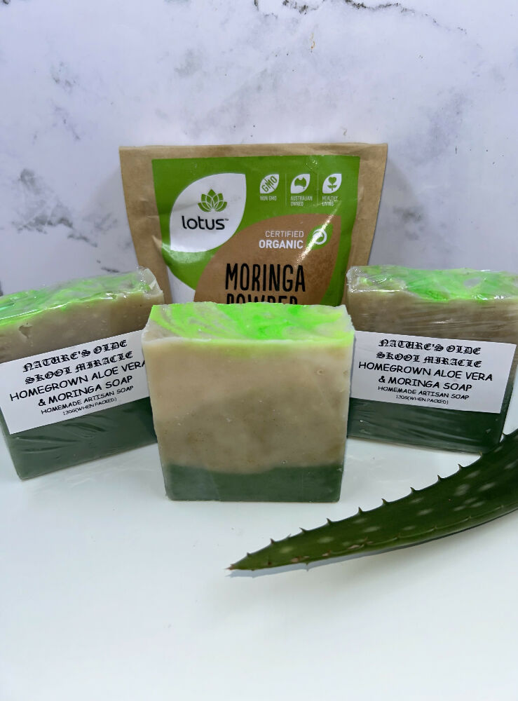 Homegrown aloe vera and moringa soap