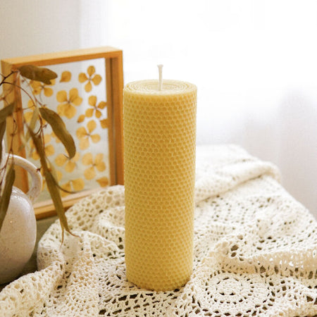 Giant Hand Rolled Beeswax Pillar