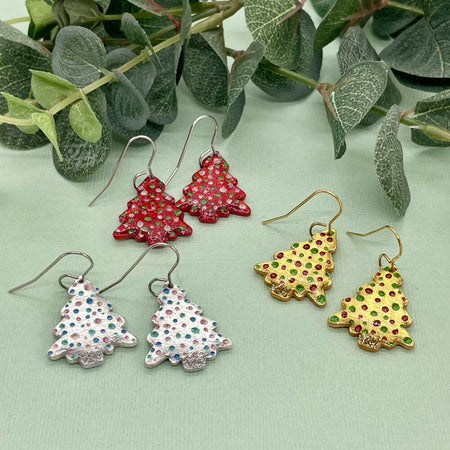 Christmas tree earrings - hooks