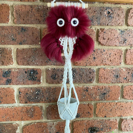 Macrame Fluffy Owl Pot Plant Hanger