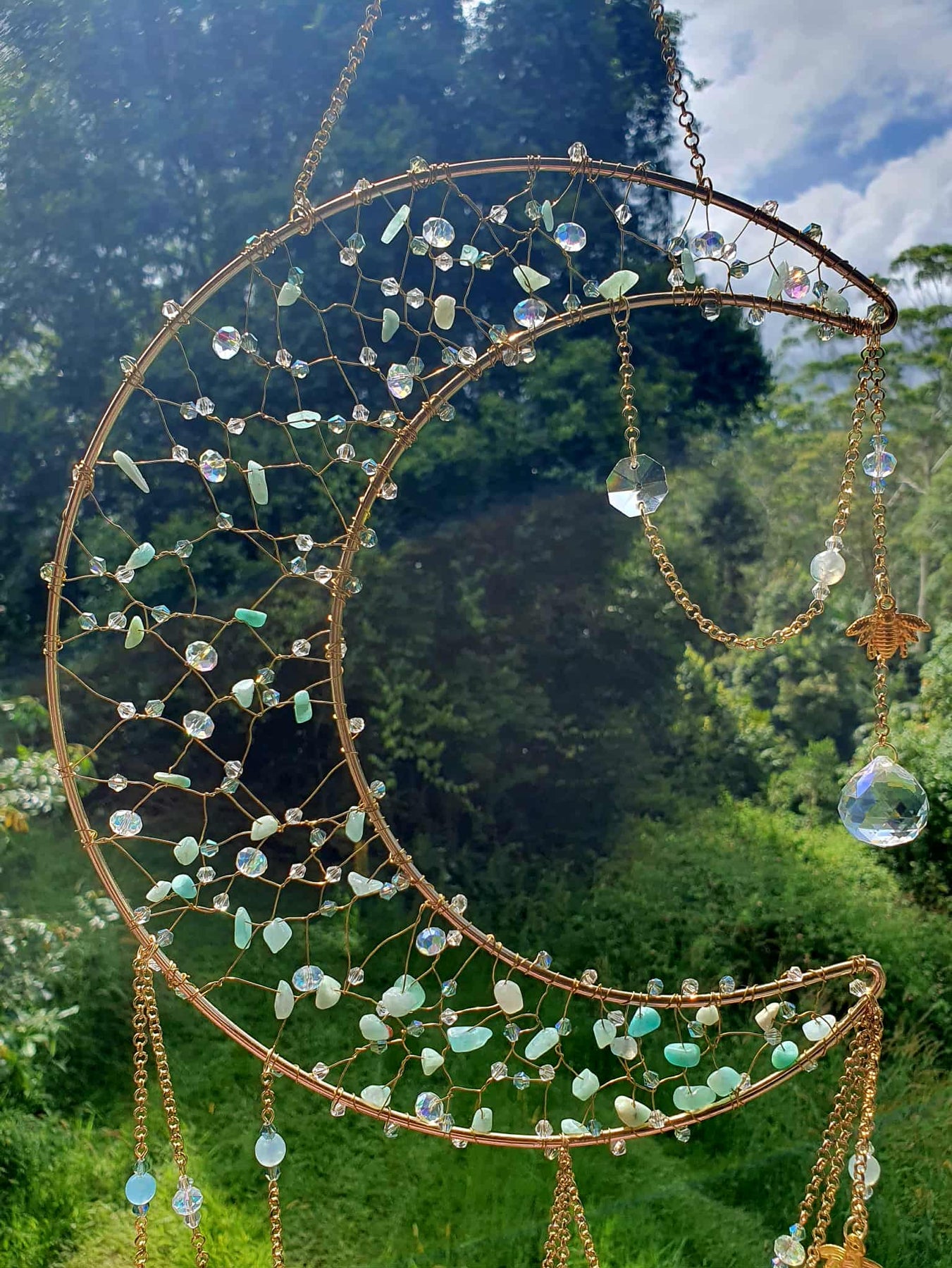 Aquamarine moon sun-catcher