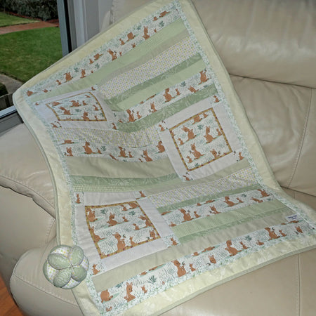 Cot/play quilt, soft ball. Kangaroos.  Australiana.  Handmade