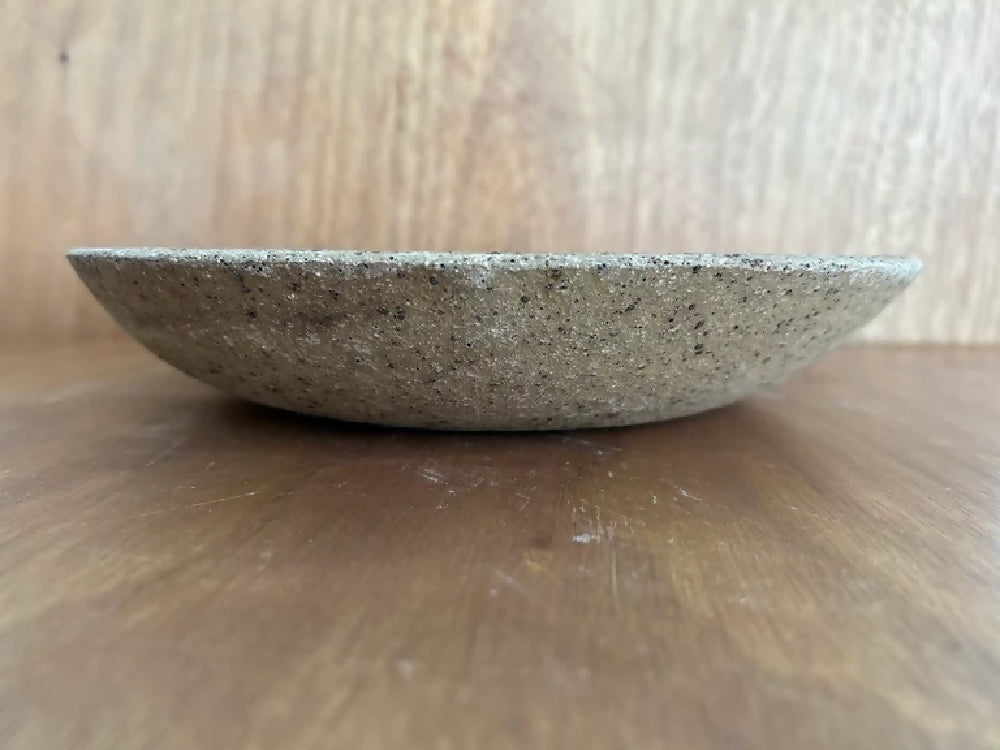 Large white speckled pottery serving bowl