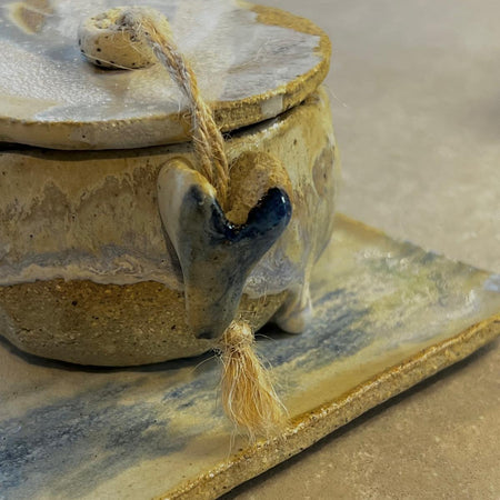 Handmade Ceramic Jewellery Bowl and Tray | lidded trinket dish