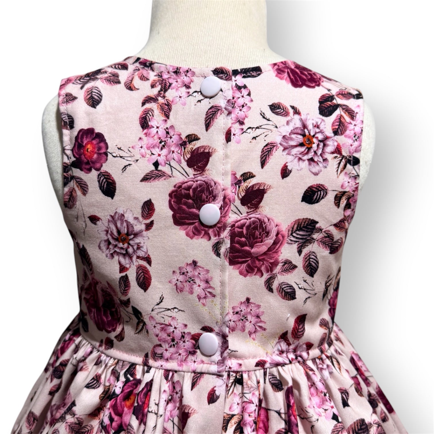 Mulberry Roses on pale pink sundress