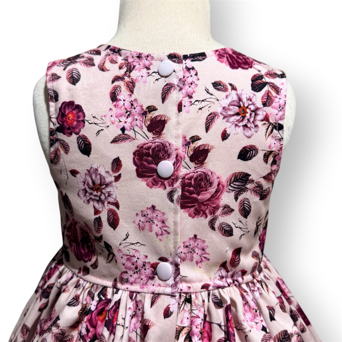 Mulberry Roses on pale pink sundress