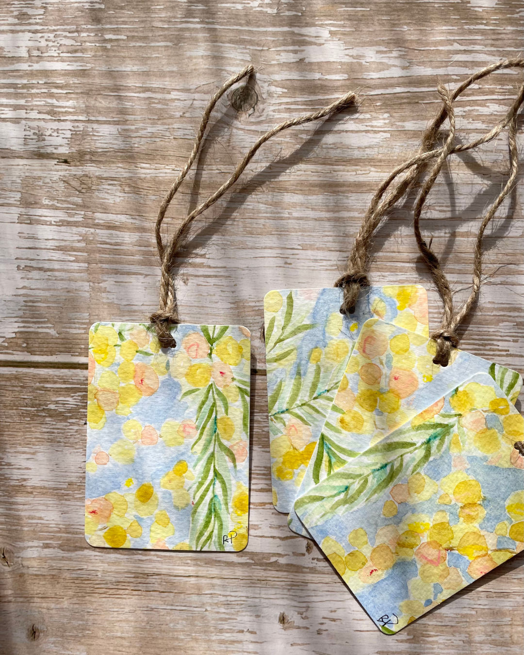 Original Handmade Watercolour Gift Tags (Set of 4) I Wattle Collection