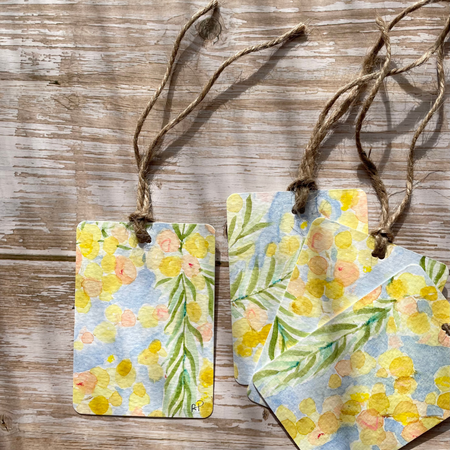 Original Handmade Watercolour Gift Tags (Set of 4) I Wattle Collection