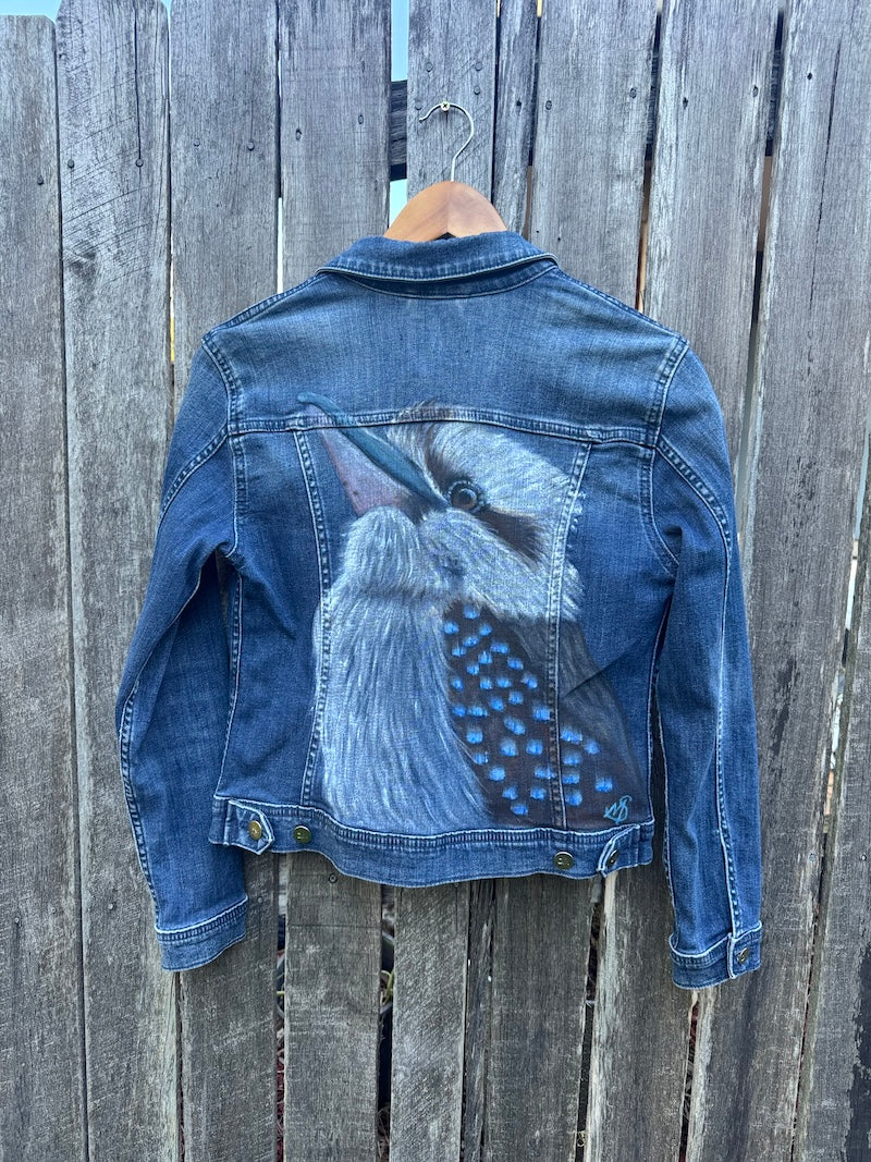Australian Kookaburra Hand-painted Denim Recycled Jacket (10)