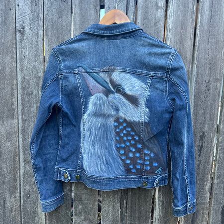 Australian Kookaburra Hand-painted Denim Recycled Jacket (10)