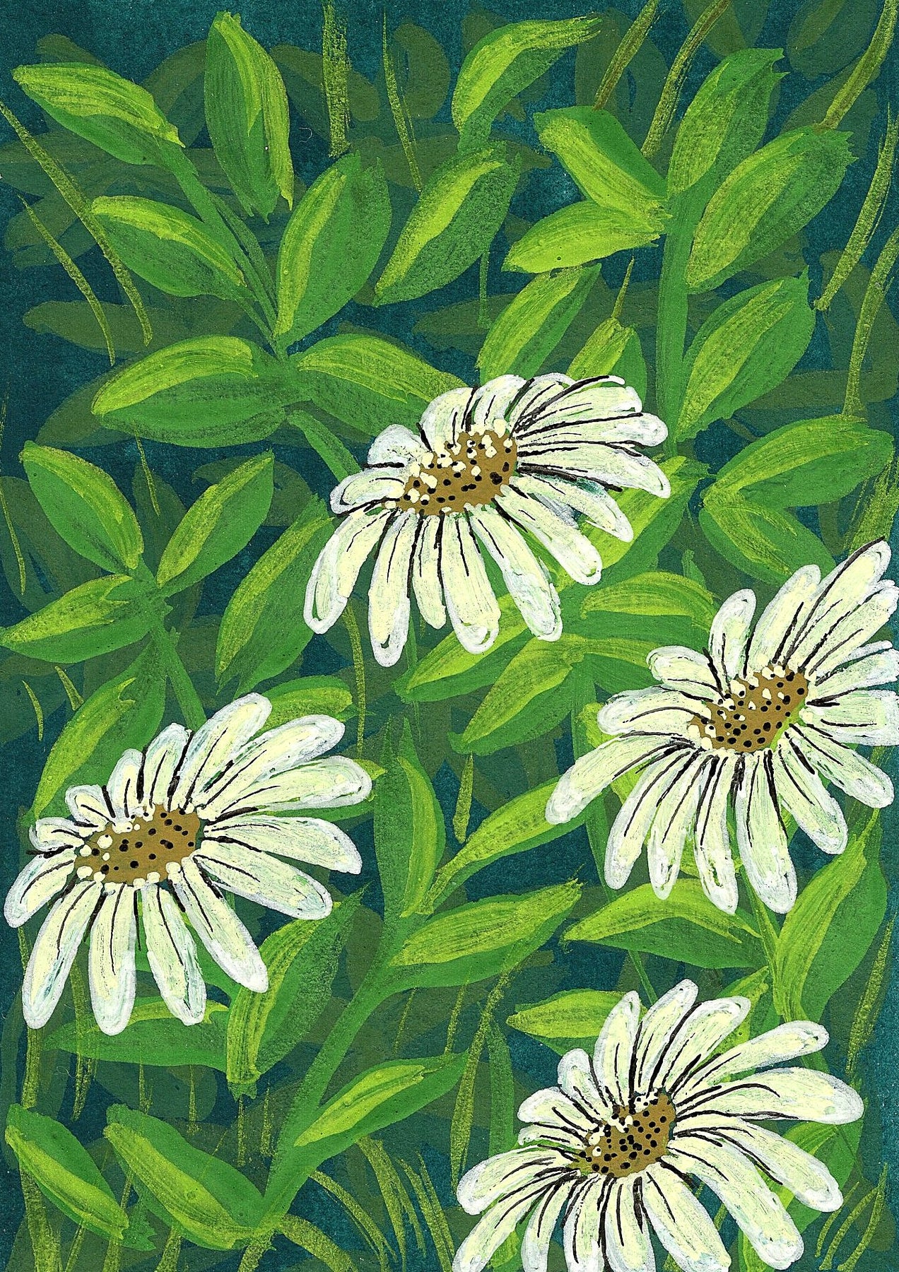 ACEO "Daisies #1" Mini Gouache 2.5x3.5 inches