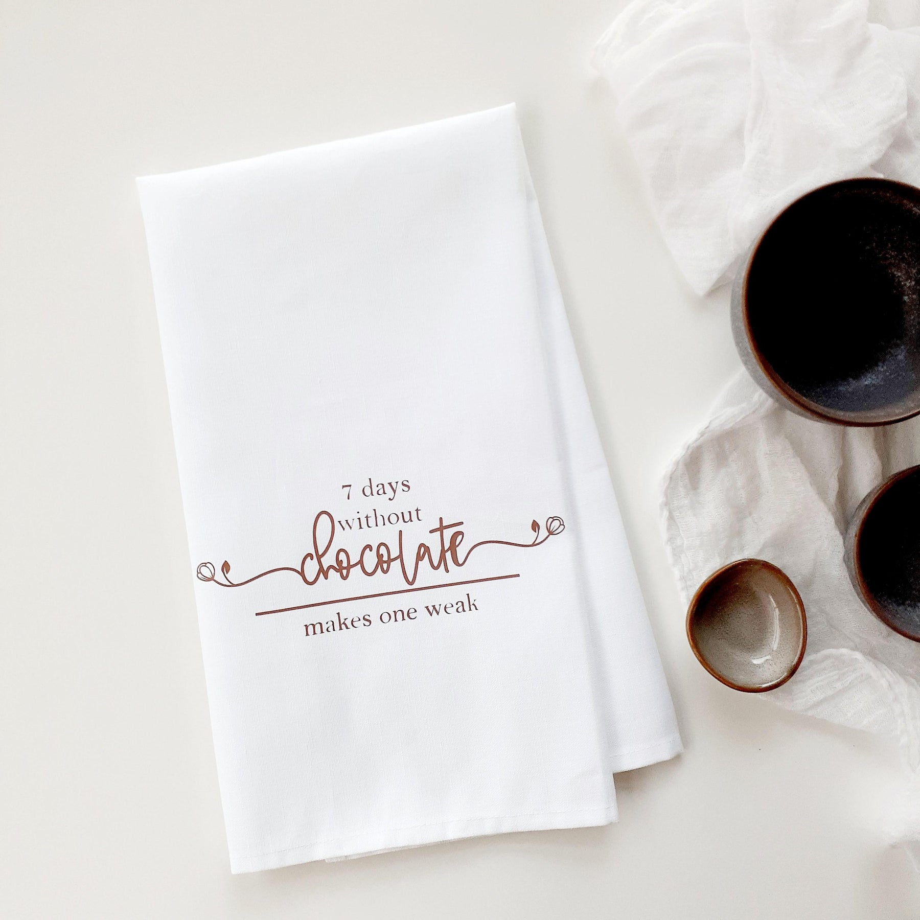 Funny Tea Towel Set, Coffee Chocolate Quote Towels, Linen, Cotton, Kitchen Gift
