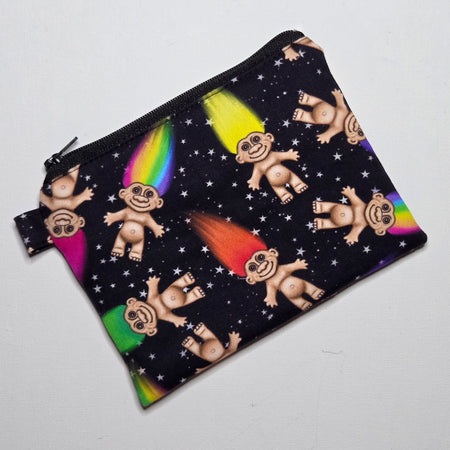 MEDIUM pouch in colourful troll doll fabric