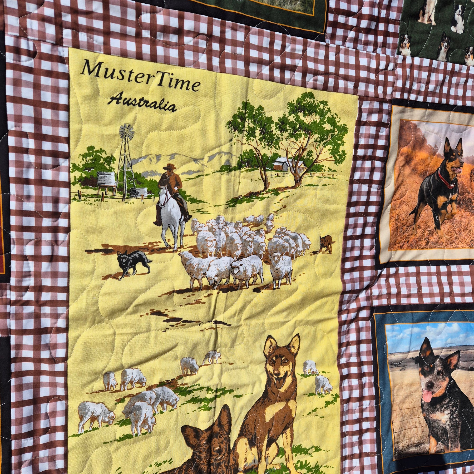 Muster time, Australian working dogs themed double bed sized quilt