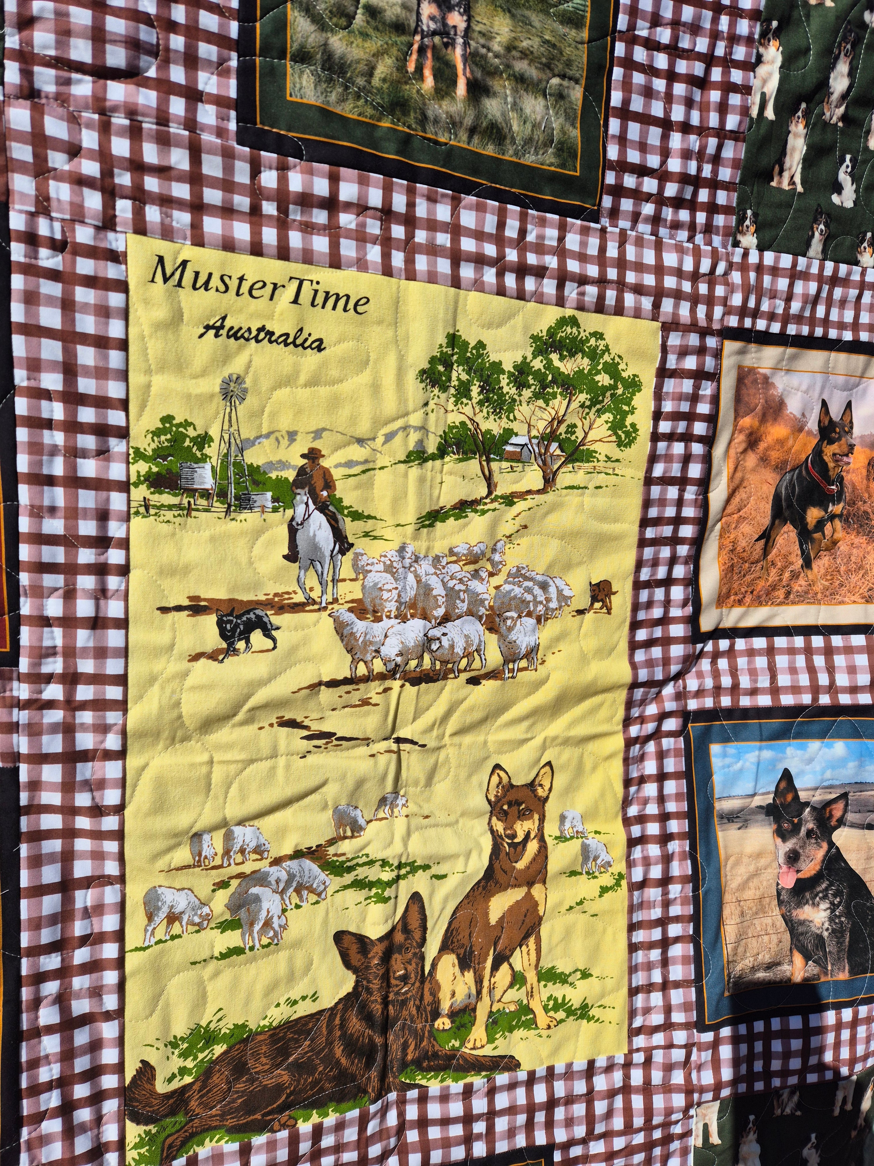 Muster time, Australian working dogs themed double bed sized quilt
