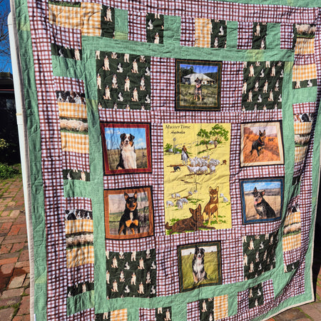 Muster time, Australian working dogs themed double bed sized quilt