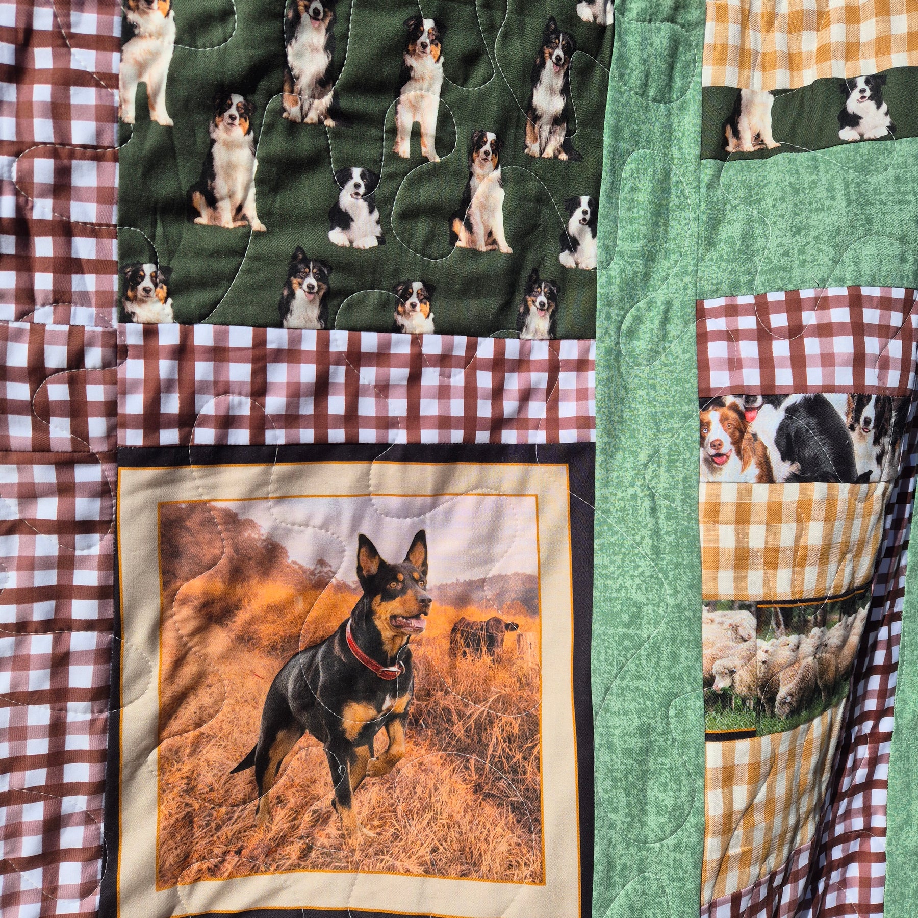 Muster time, Australian working dogs themed double bed sized quilt